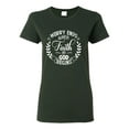 thumbnail image 1 of Wild Bobby Worry Ends When Faith In God Begins Inspirational/Christian Women Graphic Tee, Forest Green, 3X-Large, 1 of 5