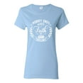 thumbnail image 1 of Wild Bobby, Worry Ends When Faith In God Begins Inspirational/Christian Women Graphic Tee, Light Blue, XX-Large, 1 of 5