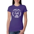 thumbnail image 1 of Wild Bobby, Worry Ends When Faith In God Begins Inspirational/Christian Women Slim Fit Junior Tee, Purple Rush, X-Large, 1 of 5