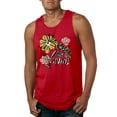 thumbnail image 1 of Wild Bobby Worship While You Wait Sunflower Pink and Yellow Inspirational/Christian Men Tank Top, Red, Large, 1 of 6