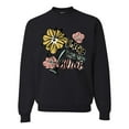 thumbnail image 1 of Wild Bobby Worship While You Wait Sunflower Pink and Yellow Inspirational/Christian Unisex Crewneck Sweatshirt, Black, Small, 1 of 6