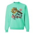 thumbnail image 1 of Wild Bobby Worship While You Wait Sunflower Pink and Yellow Inspirational/Christian Unisex Crewneck Sweatshirt, Mint, 3X-Large, 1 of 6