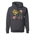thumbnail image 1 of Wild Bobby Worship While You Wait Sunflower Pink and Yellow Inspirational/Christian Unisex Hoodie Sweatshirt, Charcoal, Medium, 1 of 6