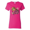 thumbnail image 1 of Wild Bobby Worship While You Wait Sunflower Pink and Yellow Inspirational/Christian Women Graphic Tee, Fuschia, Large, 1 of 6