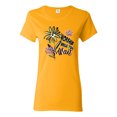 thumbnail image 1 of Wild Bobby Worship While You Wait Sunflower Pink and Yellow Inspirational/Christian Women Graphic Tee, Gold, Large, 1 of 6
