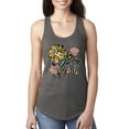 thumbnail image 1 of Wild Bobby Worship While You Wait Sunflower Pink and Yellow Inspirational/Christian Women Racerback Tank Top, Dark Grey, Medium, 1 of 6