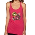 thumbnail image 1 of Wild Bobby Worship While You Wait Sunflower Pink and Yellow Inspirational/Christian Women Tri-Blend Racerback Tank Top, Shocking Pink, X-Large, 1 of 6
