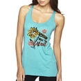 thumbnail image 1 of Wild Bobby Worship While You Wait Sunflower Pink and Yellow Inspirational/Christian Women Tri-Blend Racerback Tank Top, Tahiti Blue, X-Large, 1 of 6