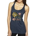 thumbnail image 1 of Wild Bobby Worship While You Wait Sunflower Pink and Yellow Inspirational/Christian Women Tri-Blend Racerback Tank Top, Vintage Navy, Large, 1 of 6