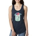 thumbnail image 1 of Wild Bobby, Y'all Is Not Word It's A Word Southern Artsy Jar with Flowers Pop Culture Ladies Racerback Tank Top, Navy, Large, 1 of 3