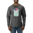 thumbnail image 1 of Wild Bobby, Y'all Is Not Word It's A Word Southern Artsy Jar with Flowers Pop Culture Mens Long Sleeve Shirt, Heather Black, Small, 1 of 3