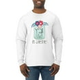 thumbnail image 1 of Wild Bobby, Y'all Is Not Word It's A Word Southern Artsy Jar with Flowers Pop Culture Mens Long Sleeve Shirt, White, Large, 1 of 3