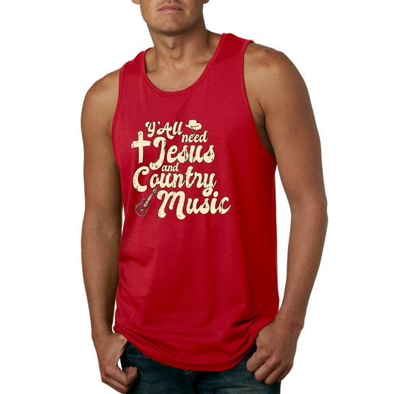 Wild Bobby, Y'all Need Jesus & Country Music, Pop Culture, Men Graphic Tank Top, Red, Small