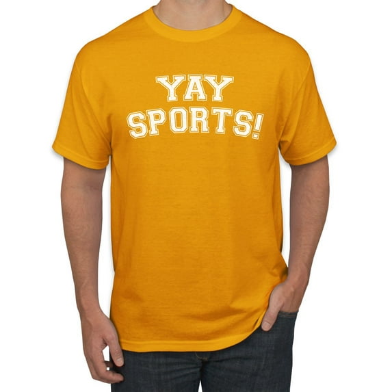 Wild Bobby YAY SPORTS! Sports Men Graphic T-Shirt, Gold, Small