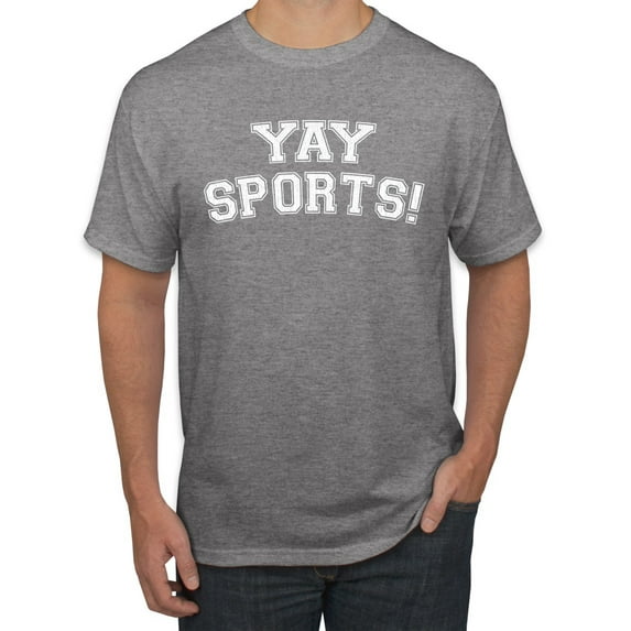 Wild Bobby YAY SPORTS! Sports Men Graphic T-Shirt, Heather Grey, Large