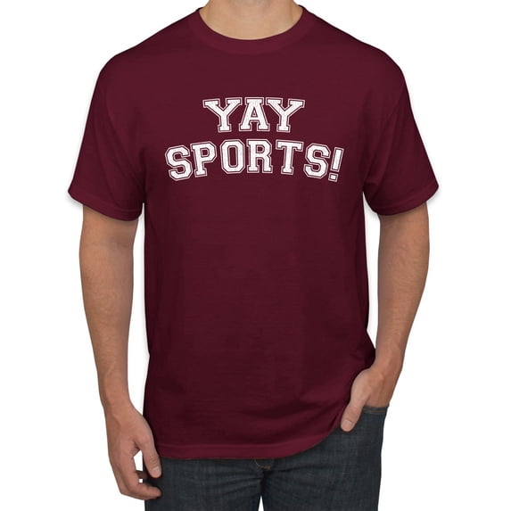 Wild Bobby YAY SPORTS! Sports Men Graphic T-Shirt, Maroon, XX-Large
