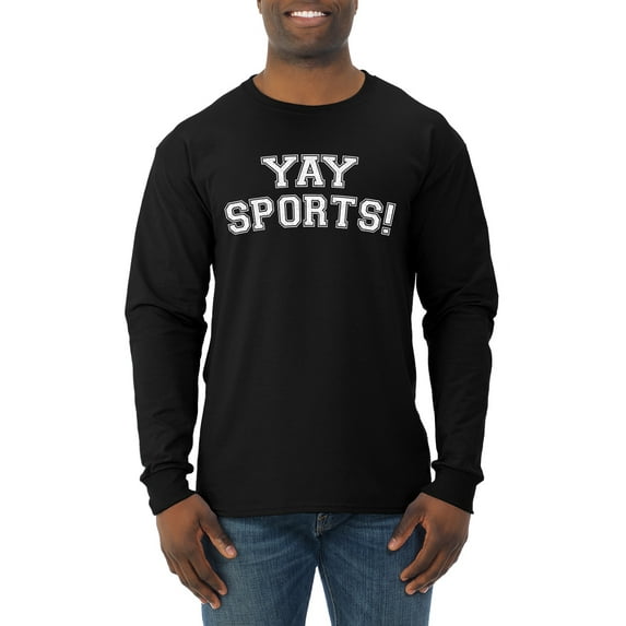 Wild Bobby YAY SPORTS! Sports Men Long Sleeve Shirt, Black, X-Large