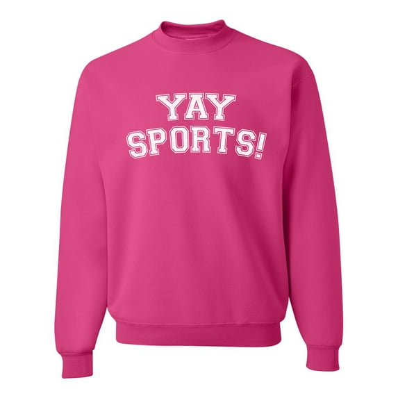 Wild Bobby YAY SPORTS! Sports Unisex Crewneck Graphic Sweatshirt, Fuschia, XX-Large