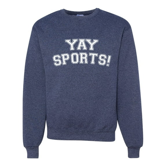 Wild Bobby YAY SPORTS! Sports Unisex Crewneck Graphic Sweatshirt, Vintage Heather Navy, 3X-Large