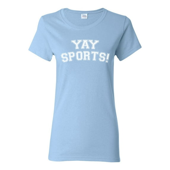 Wild Bobby YAY SPORTS! Sports Women Graphic T-Shirt, Light Blue, 3X-Large