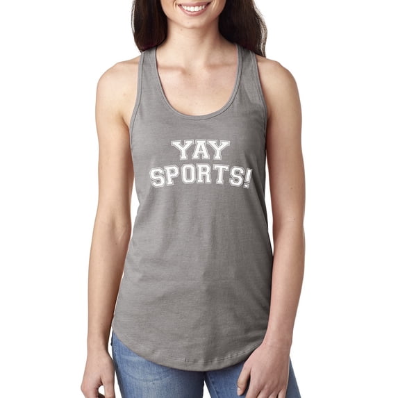 Wild Bobby YAY SPORTS! Sports Women Racerback Tank Top, Heather Grey, X-Large