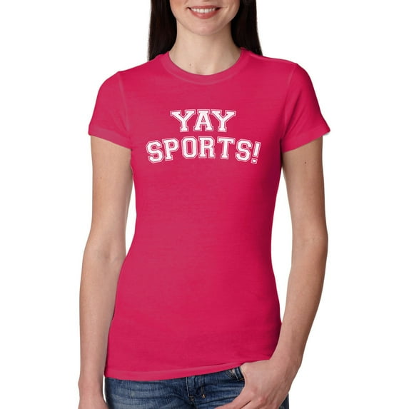 Wild Bobby YAY SPORTS! Sports Women Slim Fit Junior Tee, Raspberry, XX-Large