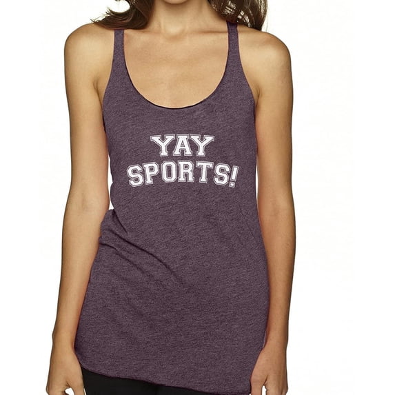 Wild Bobby YAY SPORTS! Sports Women Tri-Blend Racerback Tank Top, Purple Vintage, Medium
