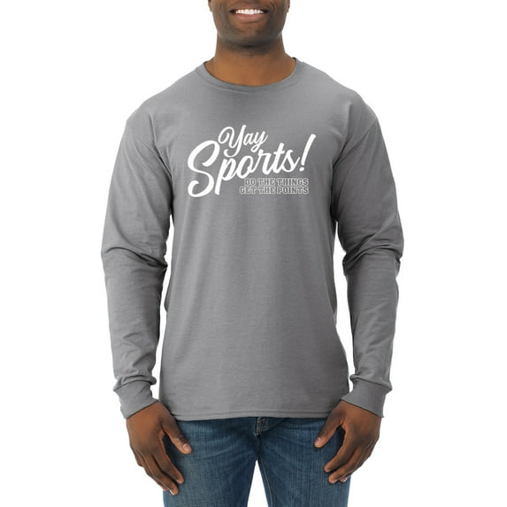 Wild Bobby, Yay Sports Do the Things Get the Points Father's Day Mens Long Sleeve Shirt, Heather Grey, Medium