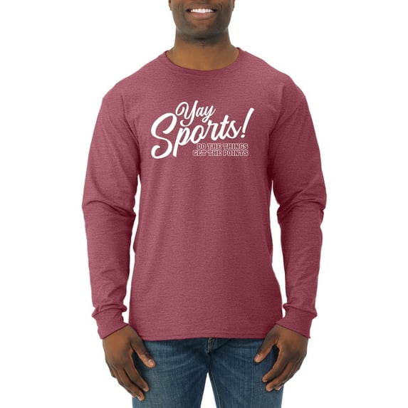 Wild Bobby, Yay Sports Do the Things Get the Points Father's Day Mens Long Sleeve Shirt, Vintage Heather Red, X-Large