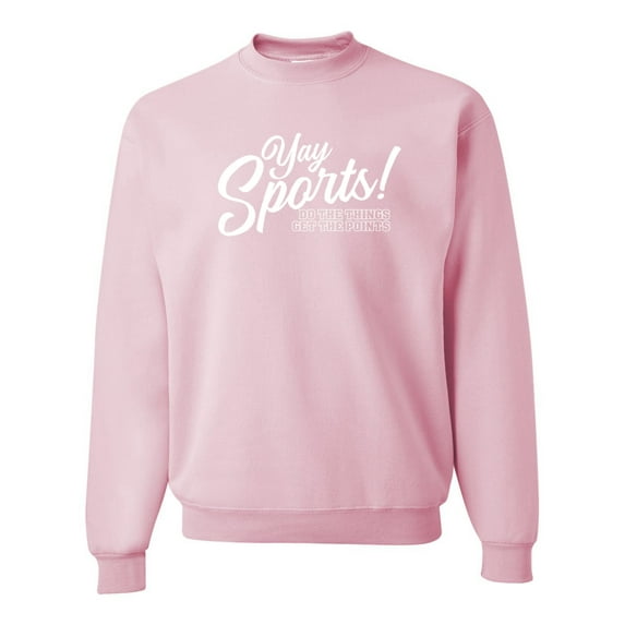 Wild Bobby, Yay Sports Do the Things Get the Points Father's Day Unisex Crewneck Sweatshirt, Light Pink, Small