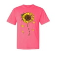 thumbnail image 1 of Wild Bobby,You are My Sunshine Skull and Sunflower, Streetwear, Garment-Dyed Washed Look Short Sleeve T-Shirt, Neon Pink, Large, 1 of 3