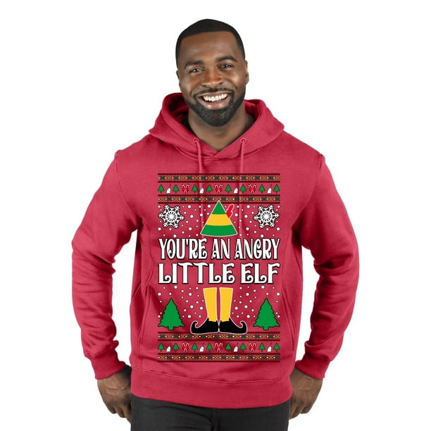 Wild Bobby You re An Angry Little Elf Christmas Movie Quote Ugly Christmas Sweater Premium Graphic Hoodie Sweatshirt Red Medium