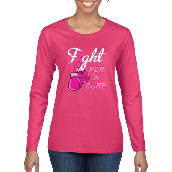 Wild Bobby for a Support Awareness Breast Cancer Awareness Women Graphic Long Sleeve T-Shirt, Fuschia, Medium