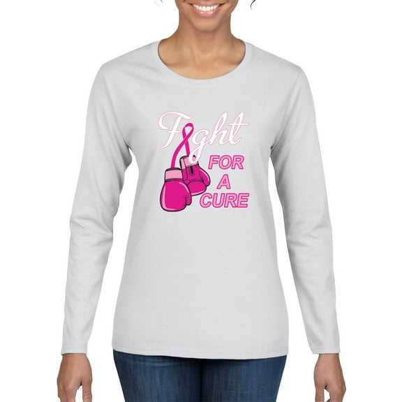Wild Bobby for a Support Awareness Breast Cancer Awareness Women Graphic Long Sleeve T-Shirt, White, Small
