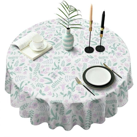 Wild Botanical Farmhouse Round Table Cloth,Wrinkle Free Table Cover with Polyester,Waterproof Reusable Tablecloths for Weeding Birthday Tea Party Decorations (Round,60x60inch)