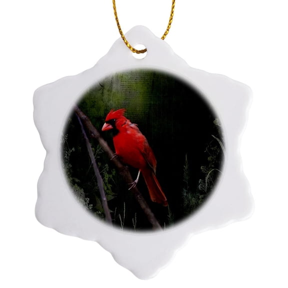 Wild Brid - Cardinal Bird In Spring - Art Home Decor, 3 inch Snowflake Porcelain Ornament