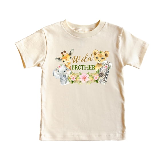Wild Brother Safari Animal Theme 1st Birthday Matching Family Party Tee -Sold Individually Natural Shirt 2T