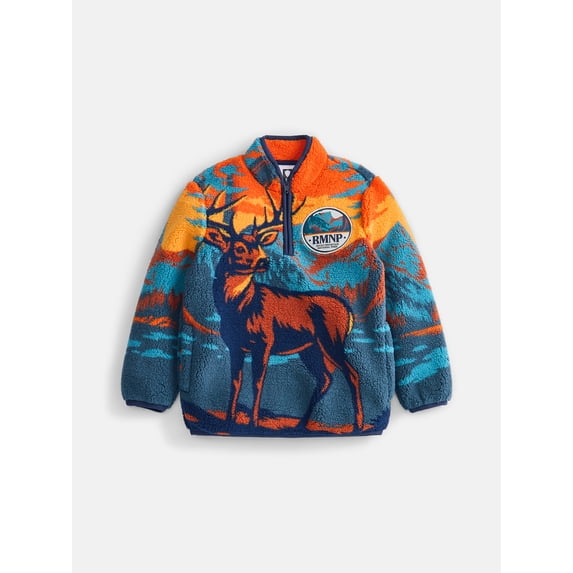 Wild Buck Boy's Fuzzy Fleece Half Zip Sweater, Sizes XS-XXL