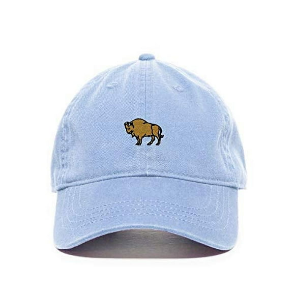 Wild Buffalo Baseball Cap Embroidered Cotton Adjustable Dad Hat Light Blue
