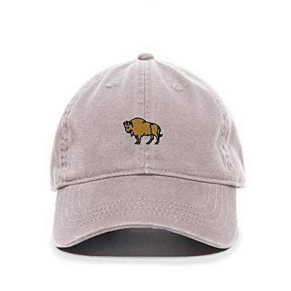 Wild Buffalo Baseball Cap Embroidered Cotton Adjustable Dad Hat Light Grey
