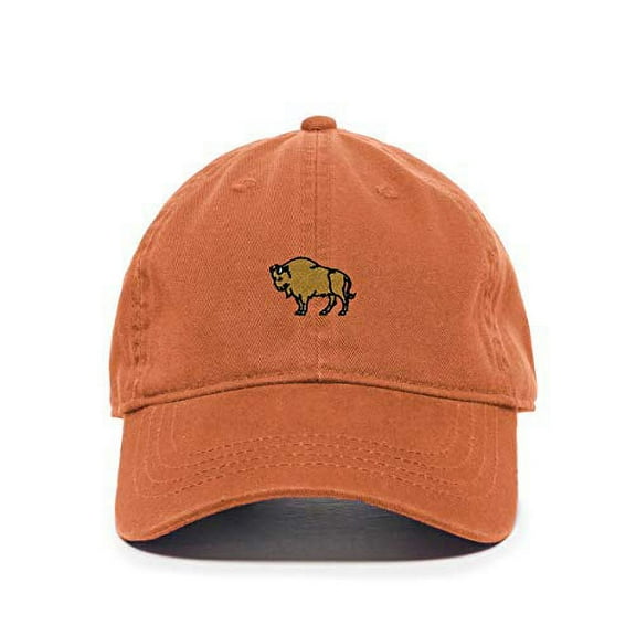 Wild Buffalo Baseball Cap Embroidered Cotton Adjustable Dad Hat Orange