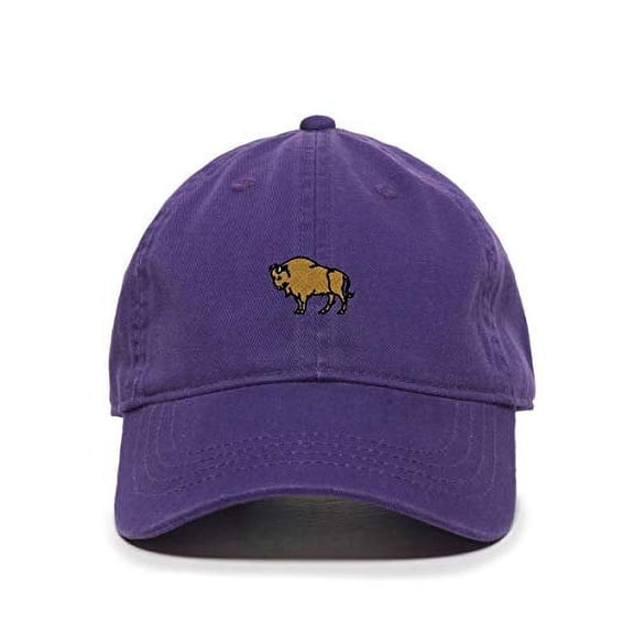 Wild Buffalo Baseball Cap Embroidered Cotton Adjustable Dad Hat Purple