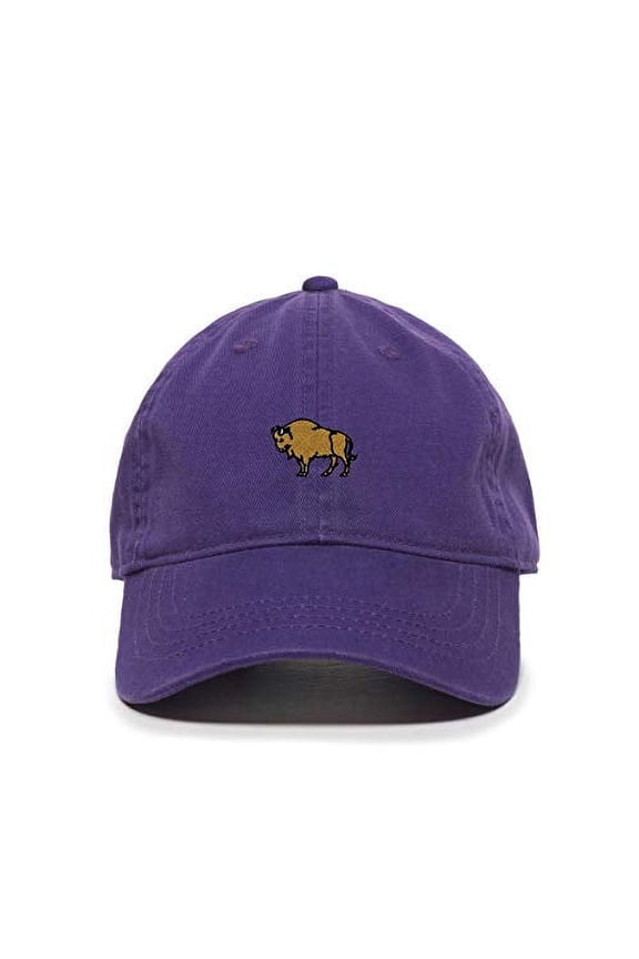 Wild Buffalo Baseball Cap Embroidered Cotton Adjustable Dad Hat Purple