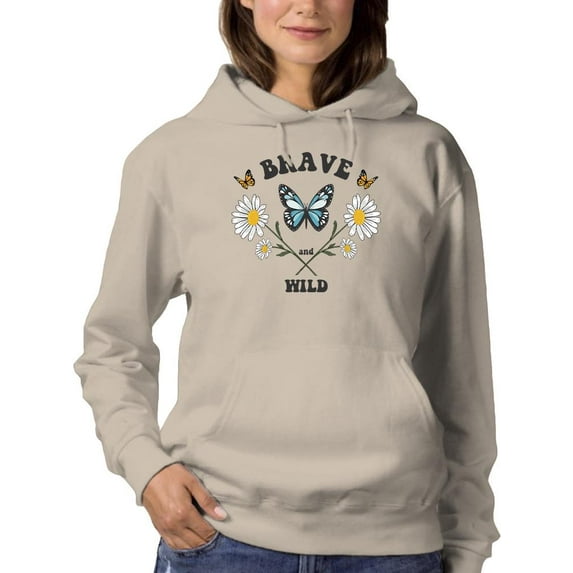 Wild Butterflies And Daisies Hoodie Women -Image by Shutterstock, Female Small