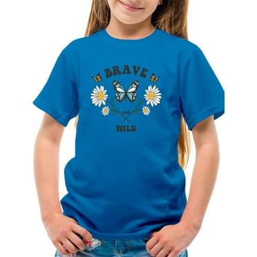 Wild Butterflies And Daisies T-Shirt Juniors -Image by Shutterstock,  x-Small