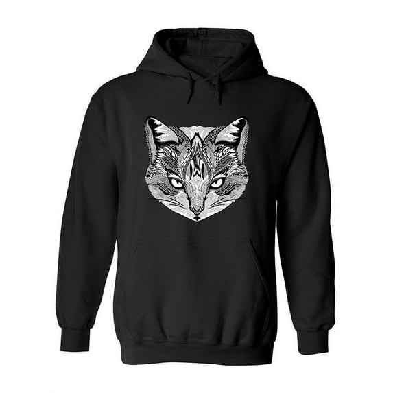 Wild Cat Monochromatic Head Hoodie Women -Image by Shutterstock, Female Medium