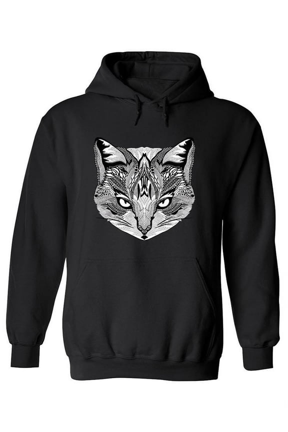 Wild Cat Monochromatic Head Hoodie Women -Image by Shutterstock, Female Small
