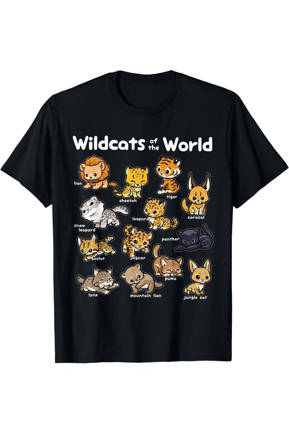 Wild Cats Shirt Cute Wildcats of The World Lion, Tiger, Lynx T-Shirt, Unisex T-Shirt