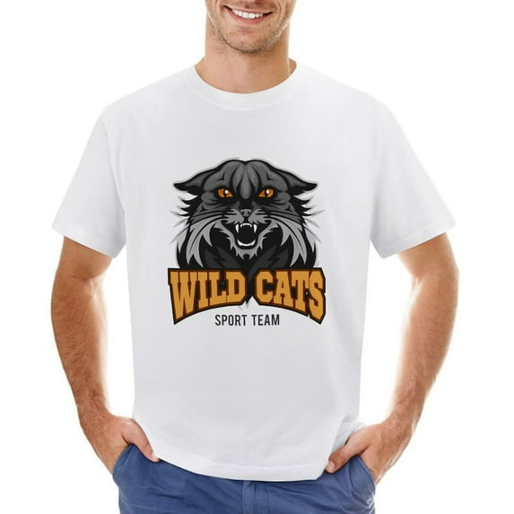 Wild Cats Sport Team Men’s Graphic T-shirt Vintage Short Sleeve Sport Tee White M