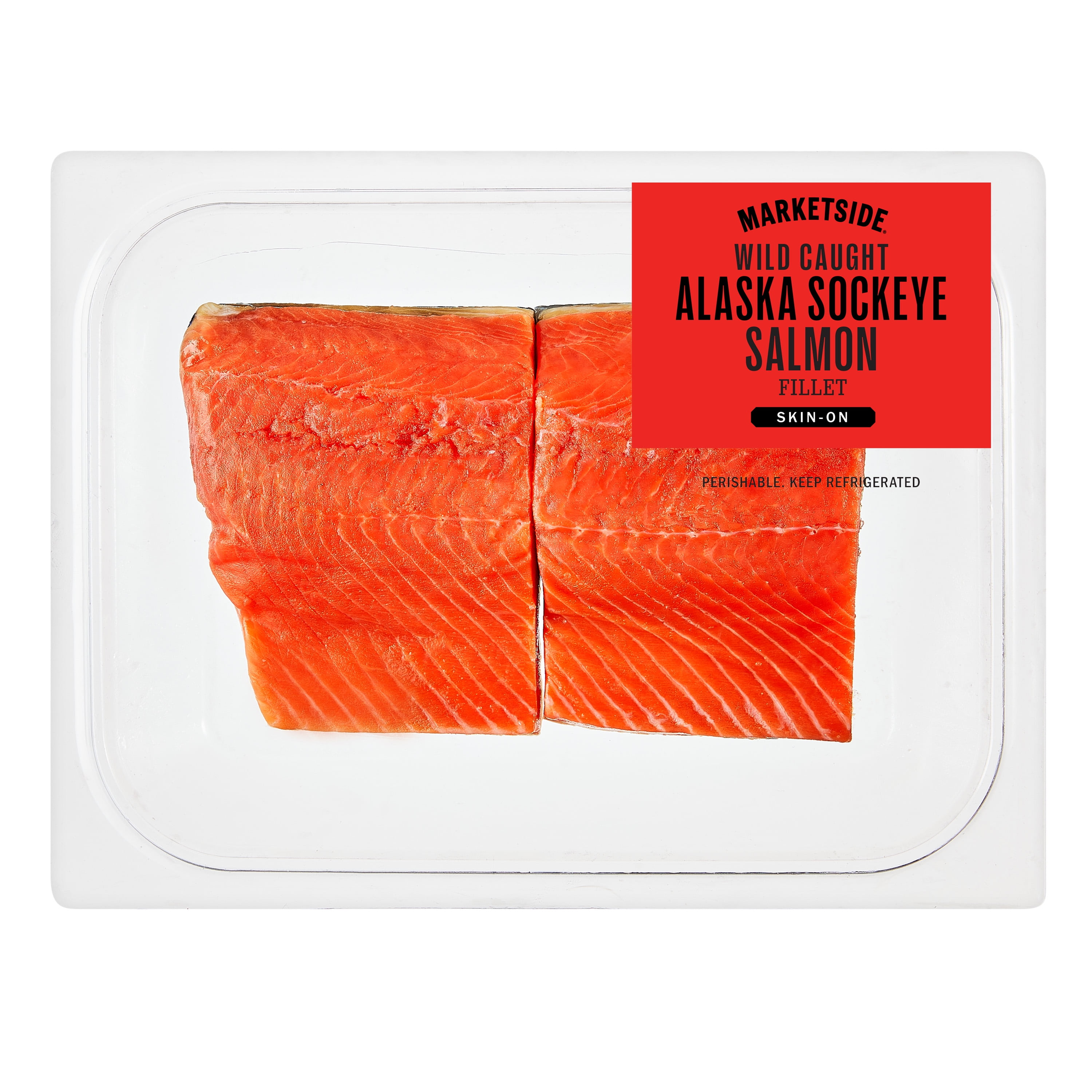 Wild Caught Alaska Sockeye Whole Salmon Portions, 0.7 - 0.85 lb. MSC Certified. 25g Protein per 4 oz. (112 g) Serving.